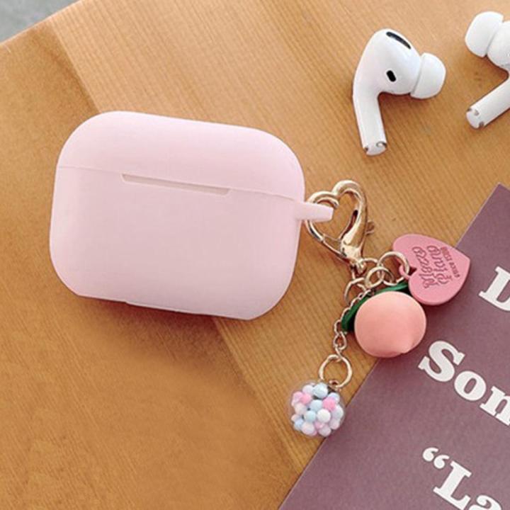 For JBL Tune 215 Case Cute Sweet Peach Keychain Silicone Wireless Bluetooth Earphones Cover For Jbl215 Anti-Fall Protect Case215
