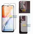 Pack of 3 Vivo Y18 Tempered Glass + Back Matte Protector + Camera Lens Protector 9H Flexible Soft Nano Film & Vinyl Lamination wrap skin paper sheet & Screen Glass Protector For Y18 4G - Transparent. 