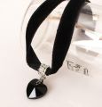 Hot Selling New Design Black Choker Black Blue Gemstone Crystal Necklace Silver Plated Adjustable Necklace For Women Girls. 