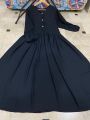 Marble Button Georgette Abaya for Women - Stylish Design with Flared Fit. 