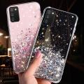 For Samsung Galaxy A02s Back Cover Luxury Shiny Glitter Gold Foil Space Starry Cases Clear Soft Silicone Bumper Full Protection Mobile Phone Case for Girls Boy. 
