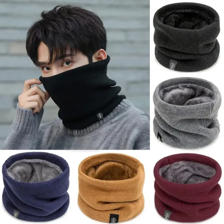 ZEBF-Fashion Soft Knitted Neck Warmer Sports Scarf Women Men Face Cover Winter Skating Running Hiking Scarves Thick Cold-proof Collar