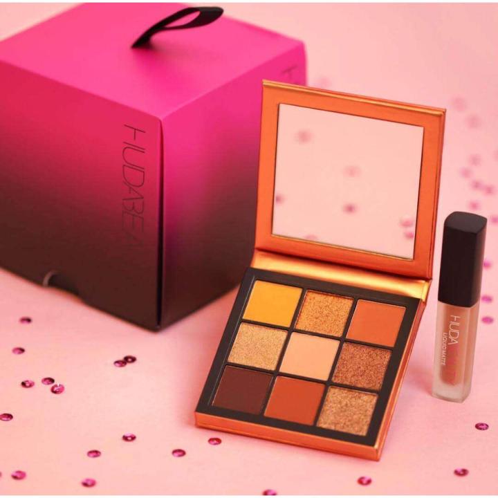 Huda Beauty Set Of Mini Liquid Matte In girlfriend + Obsessions Eyeshadow Palette In Topaz