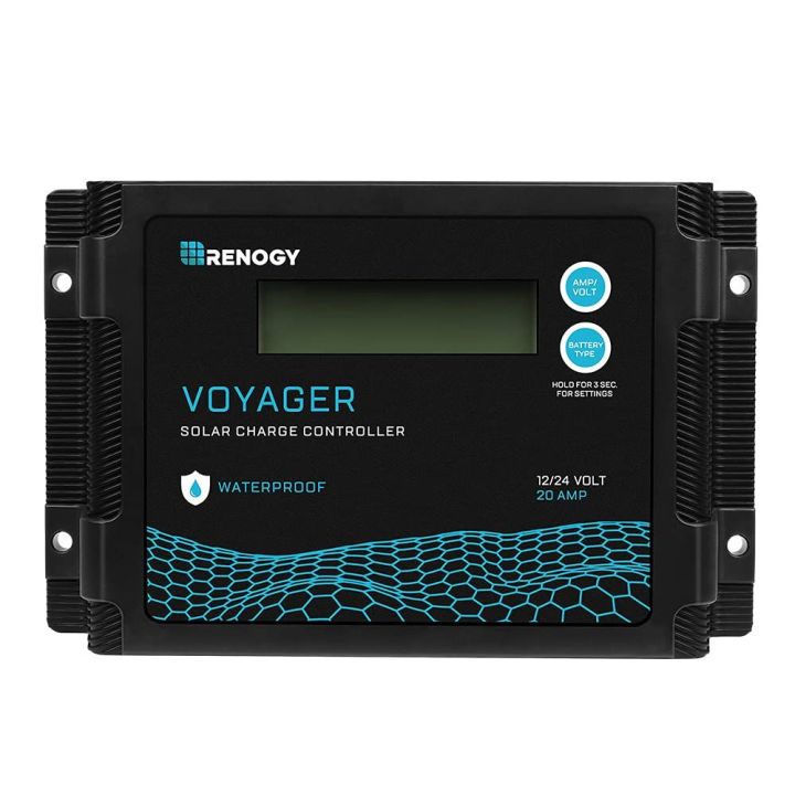 Renogy Voyager 20A PWM Solar Charge Controller | Waterproof IP67 | LCD Display | 12V/24V System | Compatible with Sealed, AGM, Gel, Flooded & Lithium Batteries | Efficient & Reliable Solar Regulator for Off-Grid Charging
