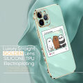(Free Lanyard) Luxury 6D Plating Case for OPPO A12 Phone Cases Cute Cartoon Anime Bears Side Print Soft Silicone Square Back Cover. 