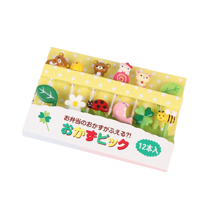 12pcs Fruit Pick Toothpick Party Decoration Animal Cartoon Food Fruit Forks Podazz