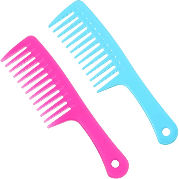 Wide Tooth Comb Pack of 2 Wet Hair Tangling Big Tooth Plastic Comb Curly Hair Comb Hairbrush