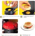 New Raf Electric Burgar Makers Sandwich Maker Machine 600w Imported Burgar Panini Maker Grilled Baking Toaster Bread Cheese Machine Tuna Melt Omelets Nonstick Surface Burger Press Flat Grill Cooking Stainless Steel Round Burger Machine for Breakfast Red. 
