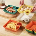 Set of 4 Compartment Serving Trays with Sauce Holders – Stackable Plates for Fries, Dips, Salsa, Chips, and Appetizers – Reusable Food Platters for Restaurants, Catering, Picnics, and Takeout. 