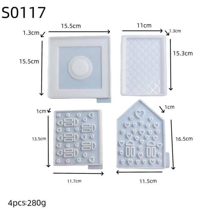 White Cement Mold 4-Piece Silica  Silicone Mold Diy Mold for Home Decor Gift Making Craft Enthusiasts Resin Crafting
