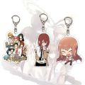 Steins Gate Anime Key Chain Women Makise Kurisu Okabe Rintarou Keychain Man Acrylic Key Ring Pendant Cute Key Holder Ornament. 
