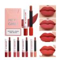 4 in 1 HengFang Korean Matte Lipstick Pack, Set of 4 Hey Girl smoke tube Moisturizing Long Lasting Waterproof Lipstick Women Make up Red, brown, pink, peach Velvet Cosmetic Lipsticks set. 