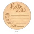 Wooden Baby Announcement Sign New 15 cm Hello World Newborn Welcome Sign Birth Baby Name Plaques. 