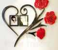Red Flower Wooden Wall Art with Photo Frames for Room Decoration. 