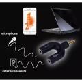 Microphone and Headphone Connector/Splitter/Divider – U shape 3.5mm 4 pin male Aux to mic and headset 3.5mm female Jack audio Splitter/Divider – Black. 
