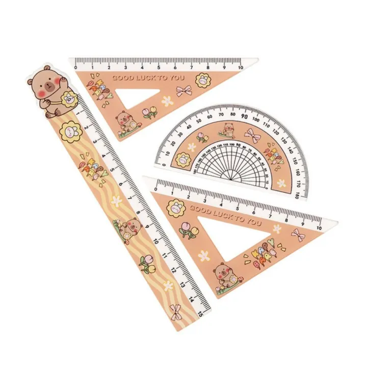 4pcs/set Creative Acrylic Capybara Set of Rulers Drawing Tools Cute ...