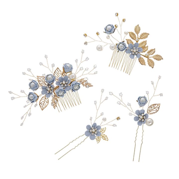 Hair Combs Elegant Hair Side Comb Clips Flower Rhinestone Faux Pearl Hair Clips
