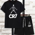 Summer Mens CR7 printed  T-shirt+short For Mens Track Suit. 