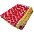 HOT PINK COLOR ORGANZA DUPATTA WITH GOLDEN LACE. 