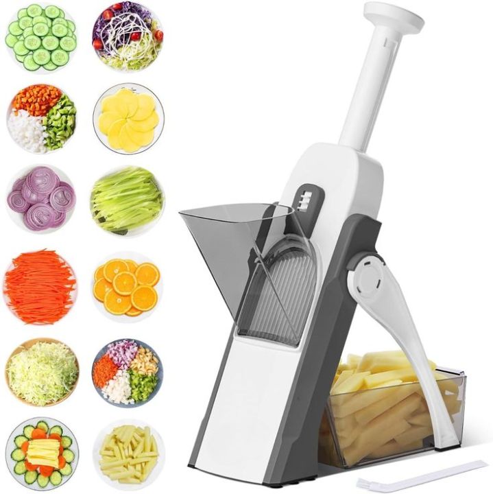 5-in-1 Mandoline Spring Slicer & Dicer - Adjustable Thickness ...