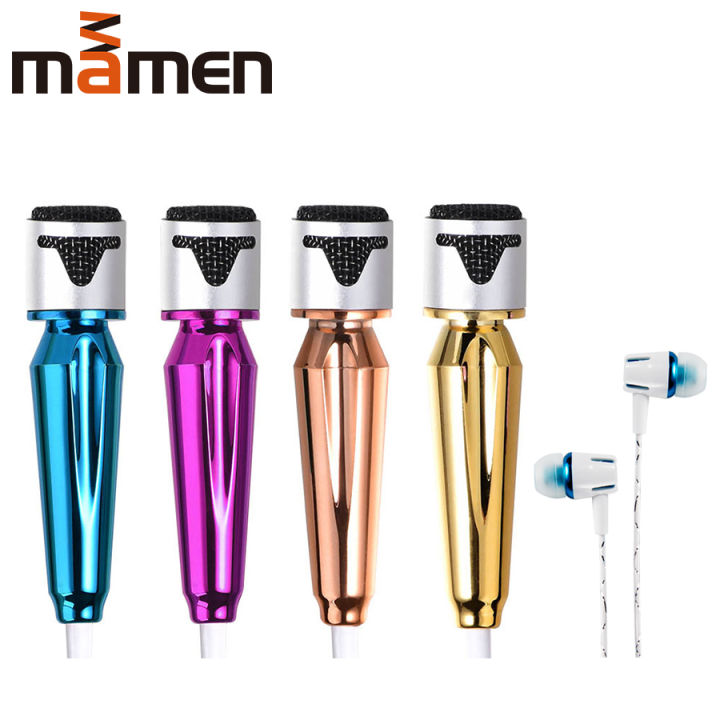 【Sunflower EGR】MAMEN Portable 3.5mm Stereo Studio Mic KTV Karaoke Microphone For Cell Phone Laptop PC 6.7cm*1.7cm Small Mic