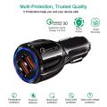 USB Car Charger Quick Charge 3.0 QC3.0 QC2.0 3A 5V Type C Fast Car USB Charger For Tablet Phone（black). 