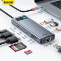 Baseus Laptop Docking Station Dual Monitor, 9 in 1 USB C HUB with 2 HDMI 4K, 100W PD, SD/TF Card Reader, Type C Multiport Adapter for MacBook/HP/Lenovo. 