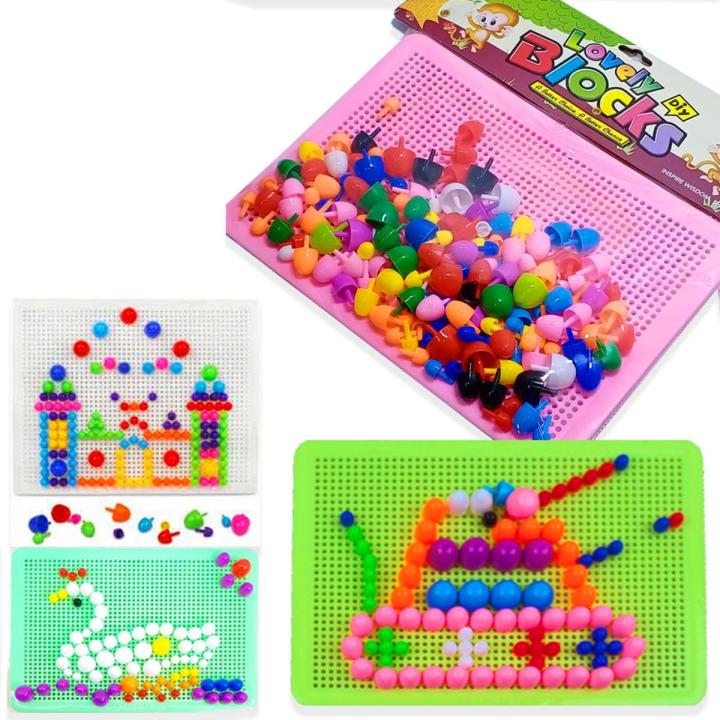 Mushroom Pin Peg Board Puzzle For Kids - Pegged - jigsaw Brain Game Toy - Educational Building Blocks - Learning Block Toys For Boys and Girls