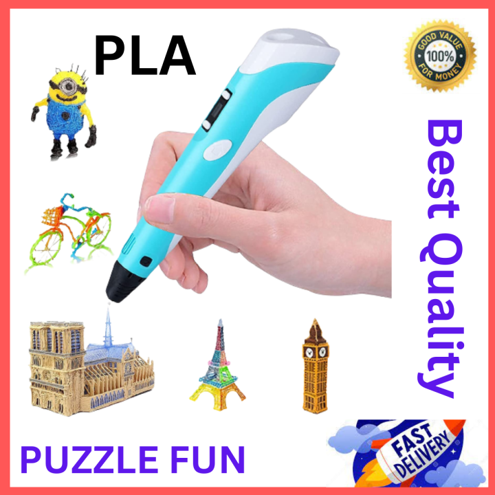 3D Pen Upgraded 3D Drawing Printer Pen LCD Display with 3 Colors Random PLA Filament Refills