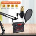 BM800 Condenser Microphone With V8s Sound Card, Bm 800 Mic Arm Stand Shock Mount Pop Filter for Studio Recording & ASMR Live steaming Gaming Maik - Black. 