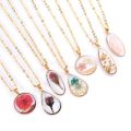 1Pcs Transparent Acrylic Preserved Fresh Hibiscus Flower Charms Eternal Dried Petal Specimens Resin Pendant Alloy Chain Necklace. 