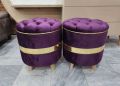 Ottoman Stool Puffy Pair (Round shape) (Pack of 2). 