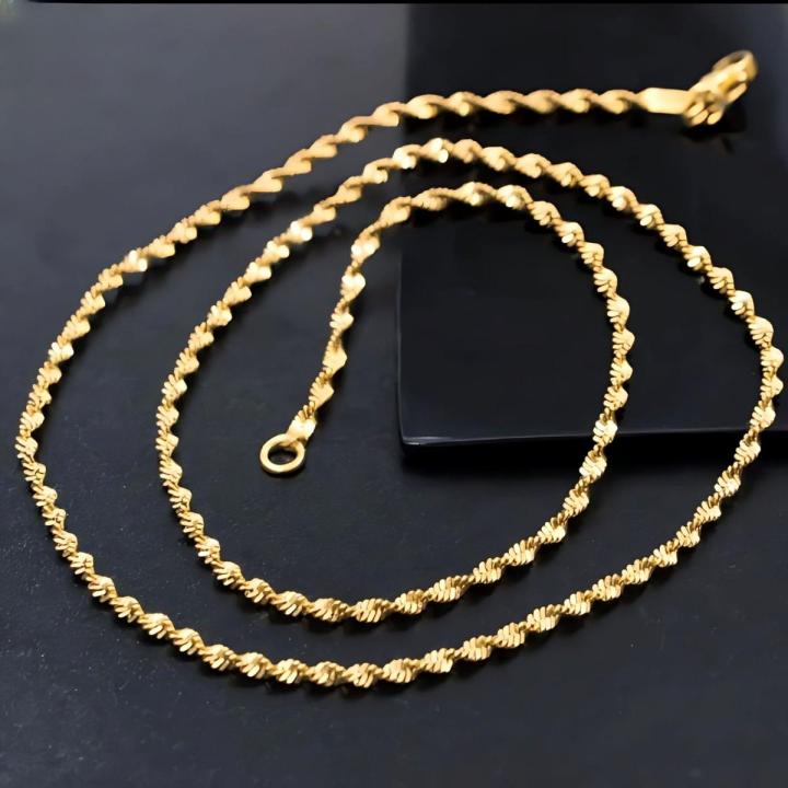 Water wave Long Chain, Womens Pendant Long Golden Chain, Best New Shiny  Polish Chain, Chains For Pendant