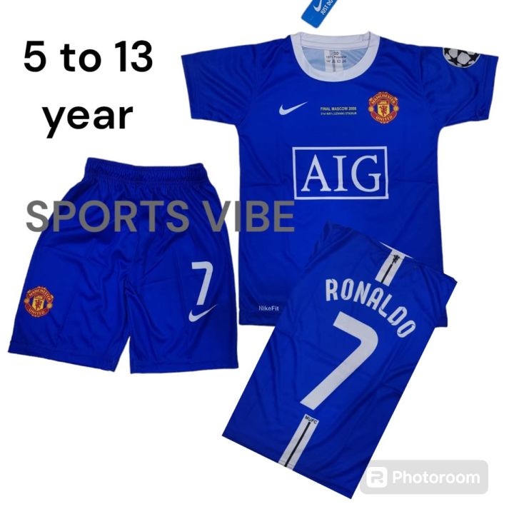 ronaldo manchister united  football kit for kid blue 5 to 13 year