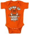 Cleveland Football Fans. Drink Up Woof Woof Baby Apparel (NB-7T). 