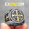 Superman Ruoias Exorcism Saint Benedict Cspb Cross Men Rings Punk Hip Hop for Boyfriend Male Stainless Steel Jewelry Creativity Gift Wholesale. 
