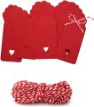 Red and Brown Gift Tags Heart with String Kraft Paper Card , 100pcs 9.5x4.5cm Luggage Tag Labels Craft Price Tags with FREE 30 Meter Soft Twine Jute DIY. 