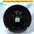 6 Pcs Opal Glass Marble Flat Plate 7 Inch- Desert Plates- In Different Prints. 