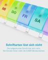 Eono 7 Day Pill Organizer Box 7 Compartments Medicine Box BPA Free for Vitamin, Fish Oil Tablets, Medicines or Additives (German Days of Week). 