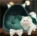 Bow Pet House Velvet Soft Cat Cushion - New Style Cat House With Ears Premium Quality Cat Bed. 