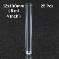 Glass Test Tubes 12x100mm (8ml, 25-100 Pcs) – Heat Resistant, Perfect for Medical Testing, Blood Analysis, DNA Testing, Chemistry, Forensics, Environmental Testing, and Cosmetic Labs. 