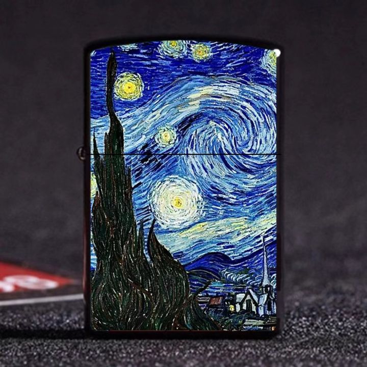 Vincent Van Gogh's Oil Painting Starry Night Kerosene Lighter Metal Kerosene Lighter Creative Lighter
