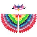 Kids Cosplay Costume Stage Performance Owl Peacock Wings Bird Felt Cape with Mask for Girls Boys Halloween Party Cloak. 