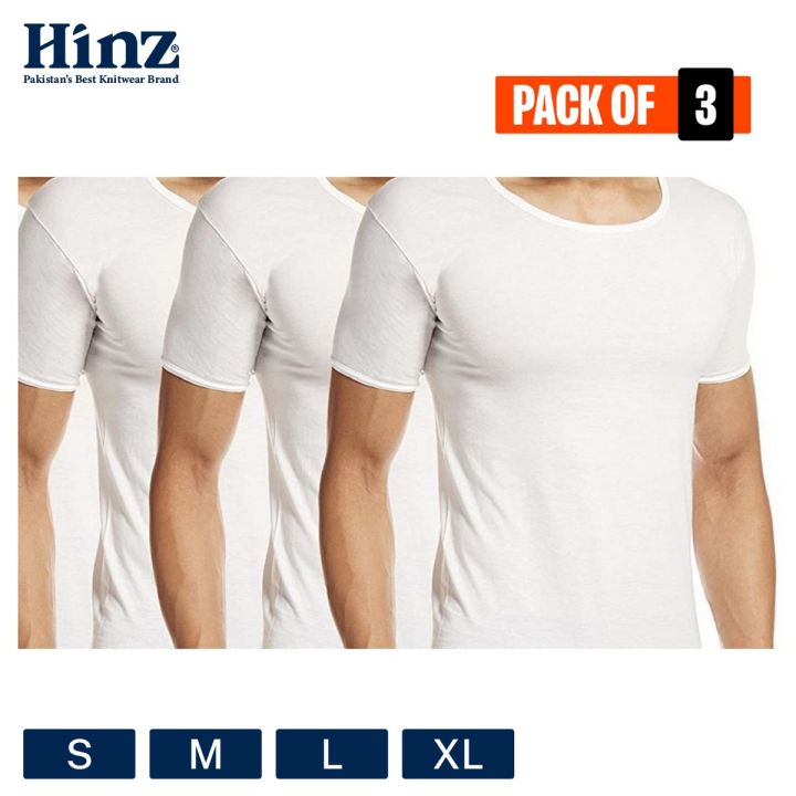 Hinz Men's Short Sleeves Vest Pack of 3 Premium Cotton