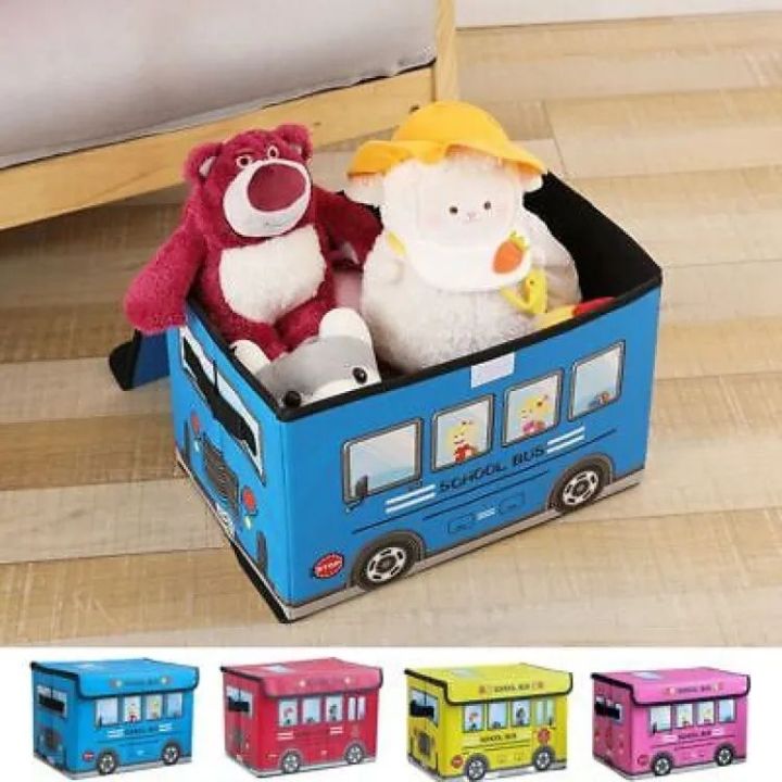 Abrish Home Tex Bus Design Folding Storage Bins Quilt Basket Kid Toys ...