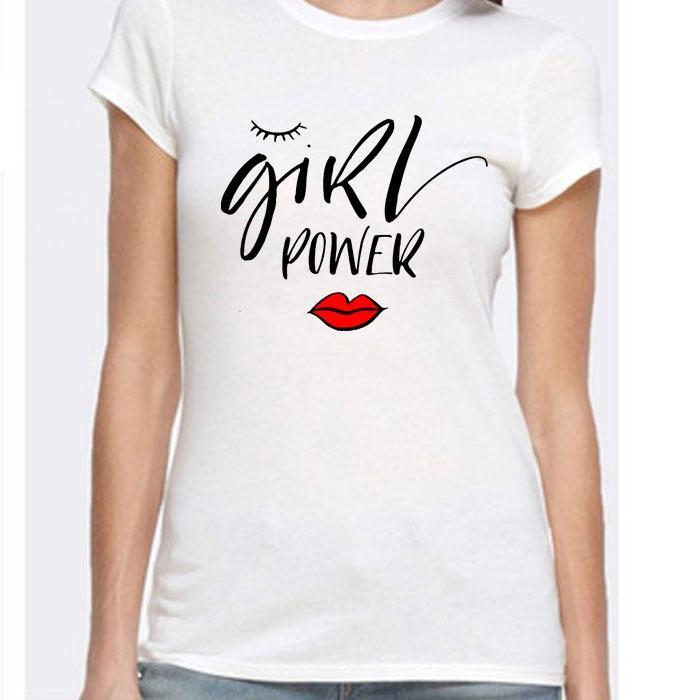 Girl Power Printed White T Shirt For Women
