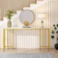 Console table Gold Long Console Table, 70.9 Inch Extra Long Sofa Table, Modern Narrow Entryway Table Skinny Table Behind Sofa Couch for Living Room, White Marble Effect Sheet Customizable available. 