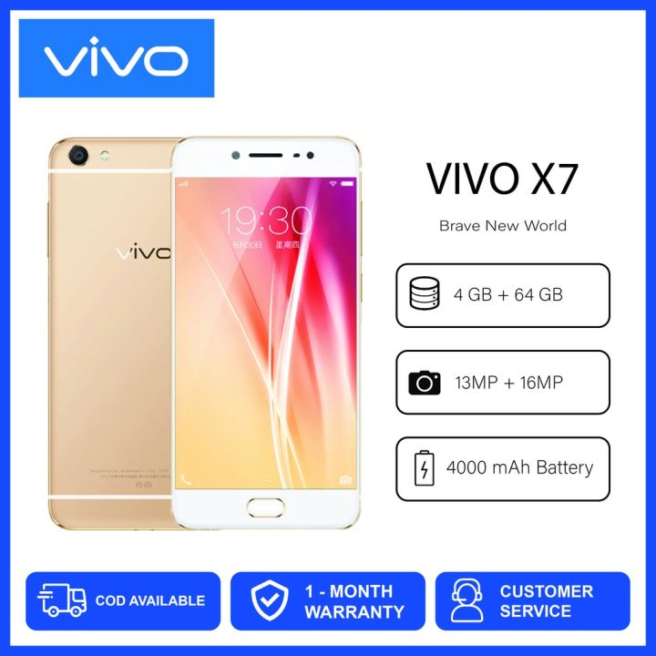 Vivo X7 New 4Gb Ram 64Gb Rom Only Mobile With Charger Cover Protector And Packaging Box PTA Approved Kit By HRB Traders