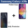 Samsung Galaxy A50s Tempered Glass Polish Screen Protector + Back Jelly Protector Clear Soft Film Protection Hydrogel For Samsung Galaxy A50s. 