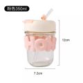 2 Way Drinking HOHO Aesthetic Glass Cup'' Straw Tumbler Glass Drinking Bottle 350ml Coffee Tumbler, Leak-Proof Travel Cup. 